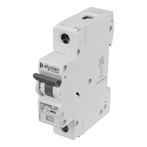 Scolmore Click Elucian 25A Single Pole 6kA C Curve MCB