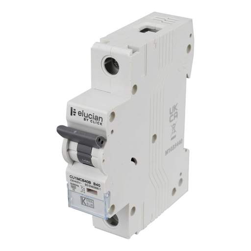 Scolmore Click Elucian 40A Single Pole 6kA B Curve MCB