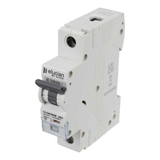 Scolmore Click Elucian 63A Single Pole 6kA B Curve MCB