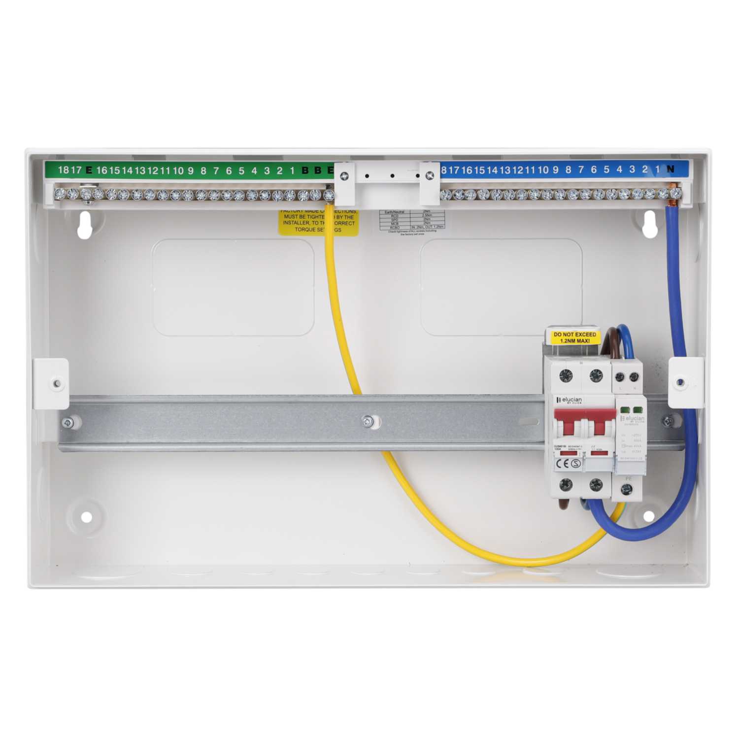 Scolmore Click Elucian 18 Way 100A Isolator Metal Clad Consumer Unit with Type 2 SPD Scolmore Click Elucian 18 Way 100A Isolator Metal Clad Consumer Unit with Type 2 SPD