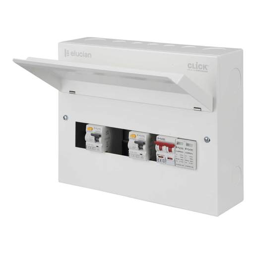 Scolmore Click Elucian 14 Way Dual 80A Type A RCD High Integrity Metal Clad Consumer Unit with SPD