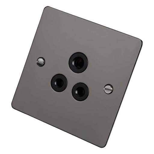 Scolmore Click Define 5A 1 Gang Unswitched Round Pin Socket Black Insert Black Nickel