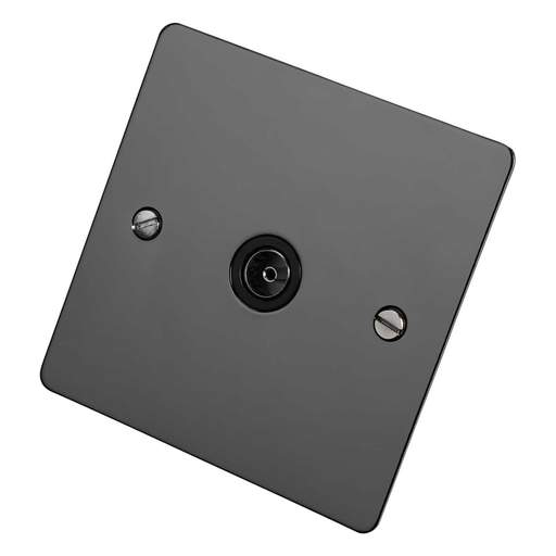 Scolmore Click Define 1 Gang Non Isolated Coaxial Socket Black Insert Black Nickel
