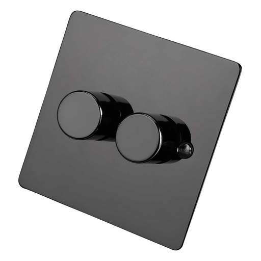 Scolmore Click Define 400W 2 Gang 2 Way Dimmer Switch Black Nickel