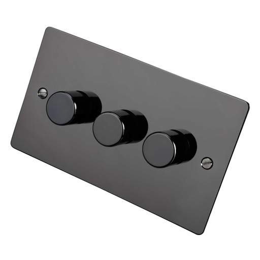 Scolmore Click Define 400W 3 Gang 2 Way Dimmer Switch Black Nickel