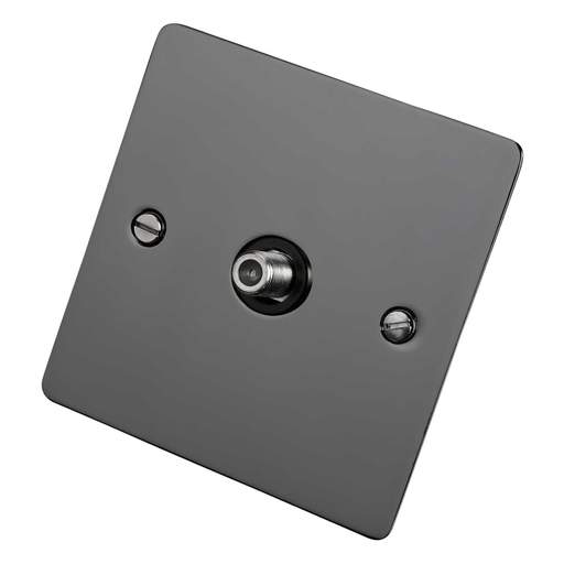 Scolmore Click Define 1 Gang Non Isolated Satellite Socket Black Insert Black Nickel
