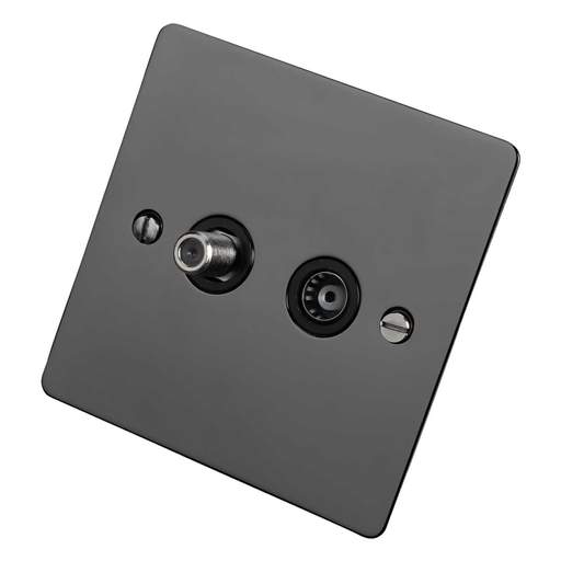 Scolmore Click Define 1 Gang Satellite and Coaxial Socket Black Insert Black Nickel
