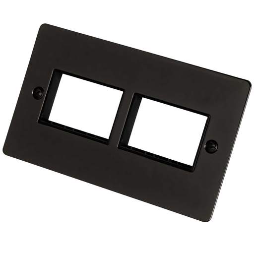 Scolmore Click Define 2 Gang 3 + 3 Minigrid Module Front Plate Black Insert Black Nickel