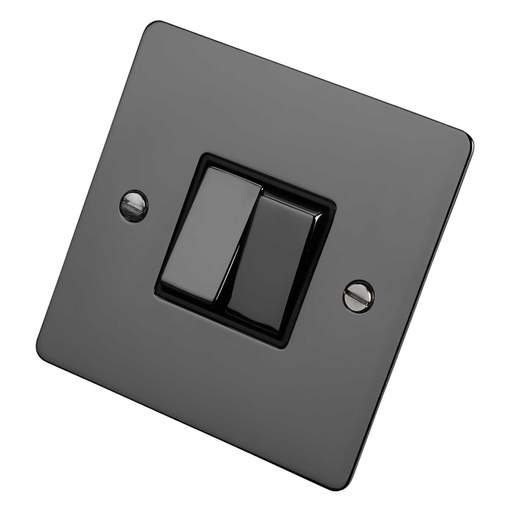Scolmore Click Define 10A 2 Gang 2 Way Light Switch Black Insert Black Nickel