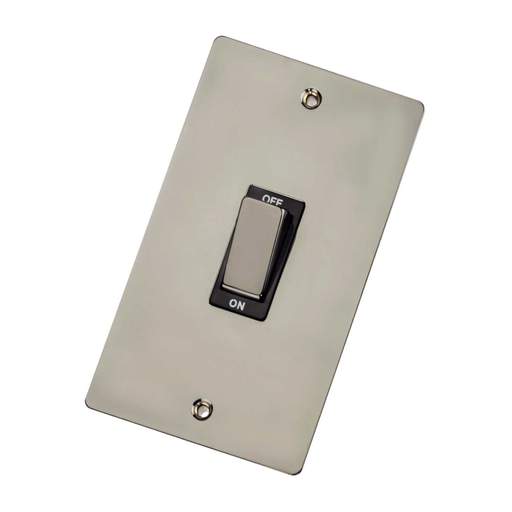 Scolmore Click Define 45A DP 2 Gang Vertical Switch Black Insert Black Nickel