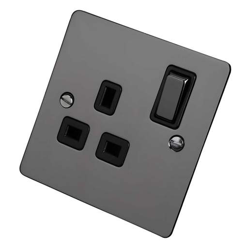 Scolmore Click Define 13A DP 1 Gang Switched Socket Black Insert Black Nickel