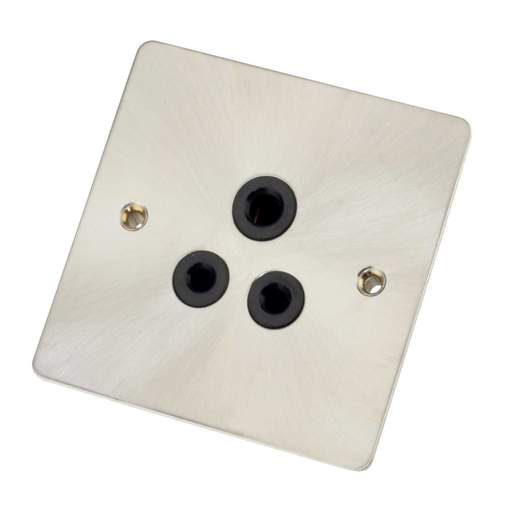 Scolmore Click Define 5A 1 Gang Unswitched Round Pin Socket Black Insert Brushed Steel