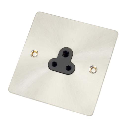 Scolmore Click Define 2A 1 Gang Unswitched Round Pin Socket Black Insert Brushed Steel