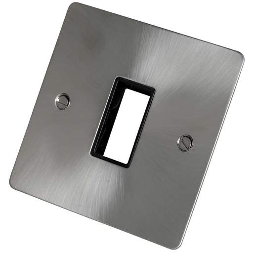 Scolmore Click Define 1 Gang 1 Minigrid Module Front Plate Black Insert Brushed Steel