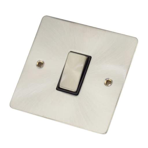 Scolmore Click Define 10A 1 Gang 2 Way Light Switch Black Insert Brushed Steel