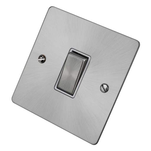Scolmore Click Define 10A 1 Gang 2 Way Light Switch White Insert Brushed Steel