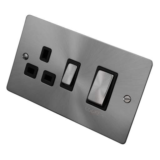 Scolmore Click Define 45A Cooker Control Unit Black Insert Brushed Steel