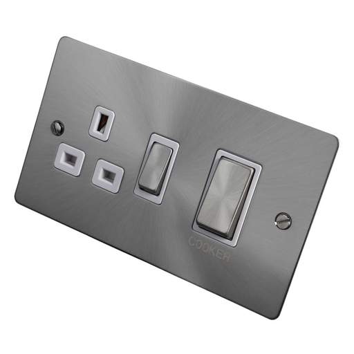 Scolmore Click Define 45A Cooker Control Unit White Insert Brushed Steel
