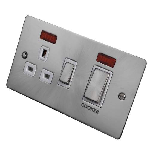 Scolmore Click Define 45A Cooker Control Unit with Neon White Insert Brushed Steel