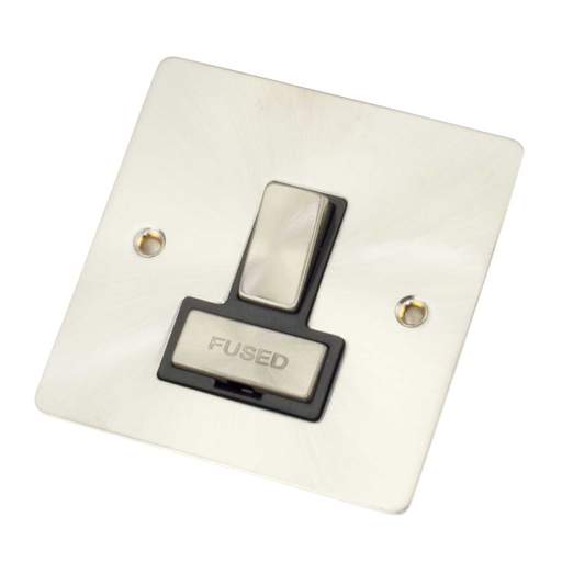 Scolmore Click Define 13A DP Switched Fused Spur Black Insert Brushed Steel