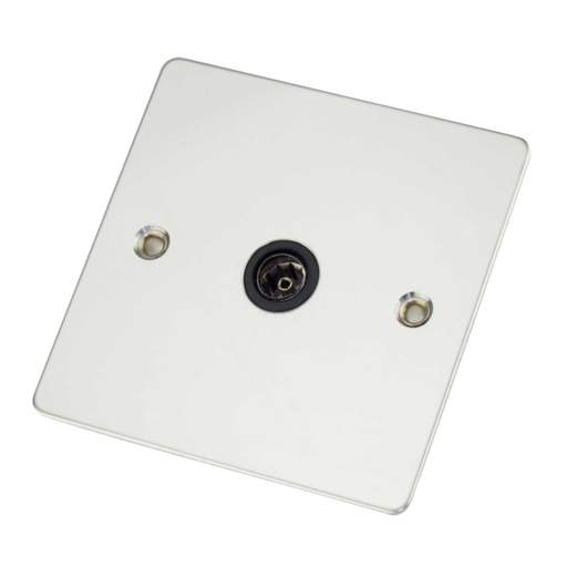 Scolmore Click Define 1 Gang Non Isolated Coaxial Socket Black Insert Polished Chrome