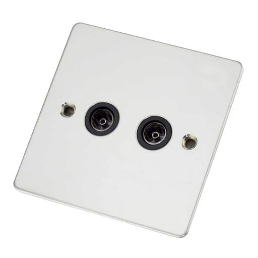 Scolmore Click Define 1 Gang Non Isolated Twin Coaxial Socket Black Insert Polished Chrome
