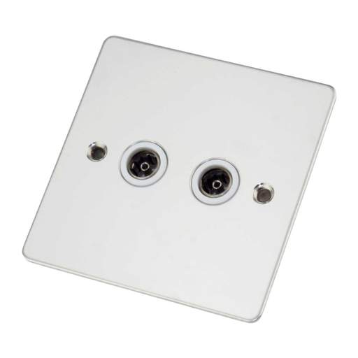 Scolmore Click Define 1 Gang Non Isolated Twin Coaxial Socket White Insert Polished Chrome