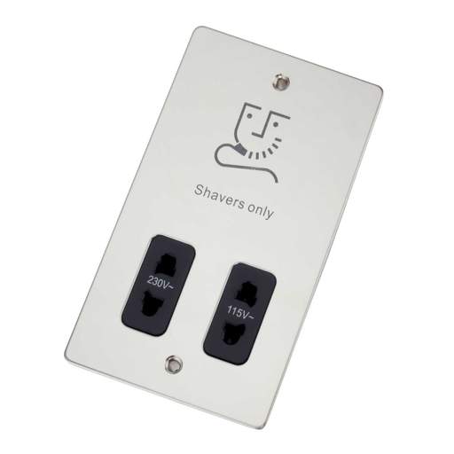 Scolmore Click Define Dual Voltage Shaver Socket Black Insert Polished Chrome
