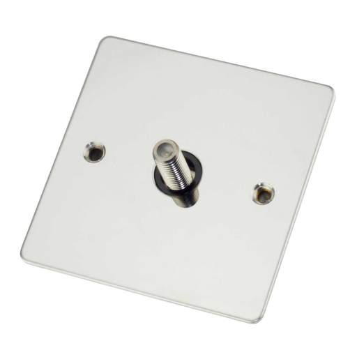 Scolmore Click Define 1 Gang Non Isolated Satellite Socket Black Insert Polished Chrome
