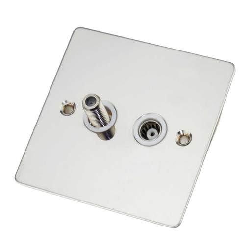 Scolmore Click Define 1 Gang Isolated Satellite and Coaxial Socket White Insert Polished Chrome