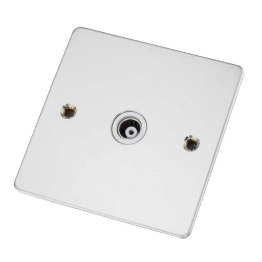 Scolmore Click Define 1 Gang Isolated Coaxial Socket White Insert Polished Chrome