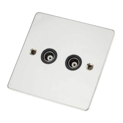 Scolmore Click Define 1 Gang Isolated Twin Coaxial Socket Polished Black Insert Chrome