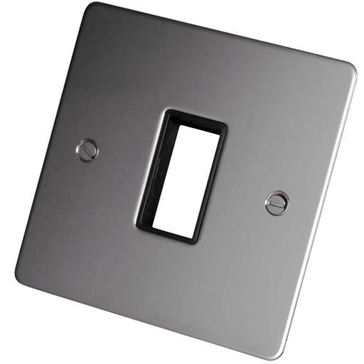 Scolmore Click Define 1 Gang 1 Minigrid Module Front Plate Black Insert Polished Chrome