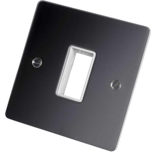 Scolmore Click Define 1 Gang 1 Minigrid Module Front Plate White Insert Polished Chrome