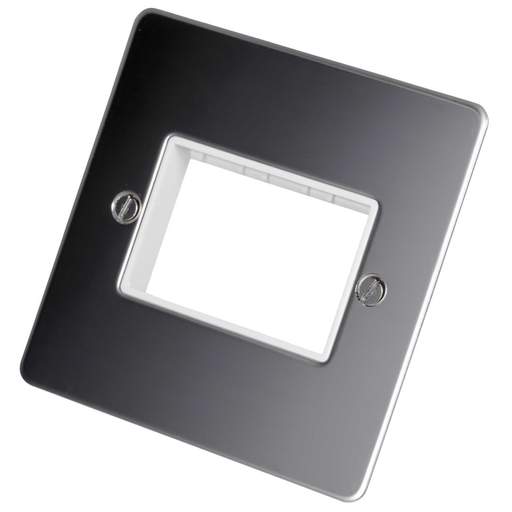 Scolmore Click Define 1 Gang 3 Minigrid Module Front Plate Black Insert Polished Chrome