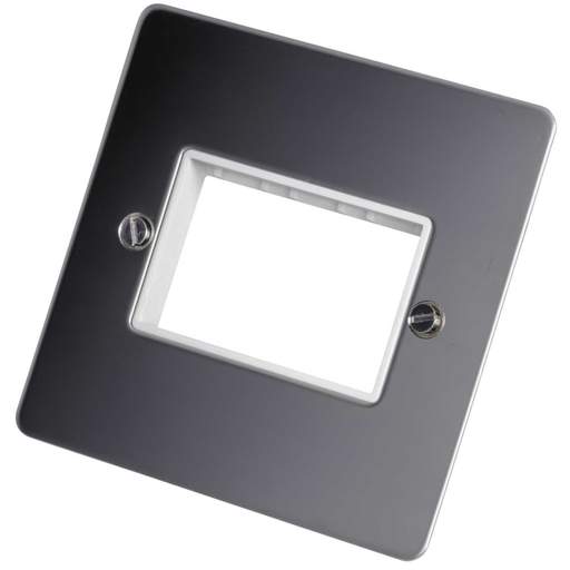 Scolmore Click Define 1 Gang 3 Minigrid Module Front Plate White Insert Polished Chrome