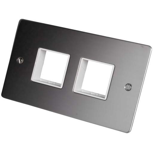 Scolmore Click Define 2 Gang 2 + 2 Minigrid Module Front Plate White Insert Polished Chrome