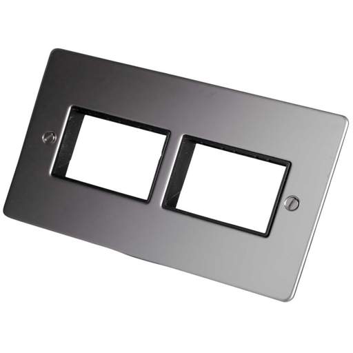 Scolmore Click Define 2 Gang 3 + 3 Minigrid Module Front Plate Black Insert Polished Chrome