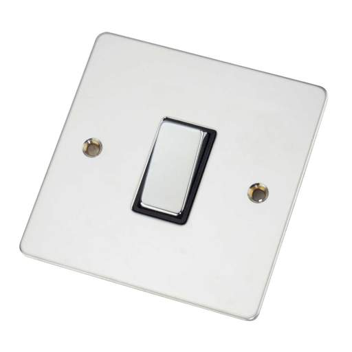 Scolmore Click Define 1 Gang 2 Way 10A Ingot Switch Polished Chrome With Black Insert