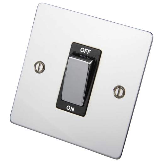 Scolmore Click Define 45A DP 1 Gang Switch Black Insert Polished Chrome