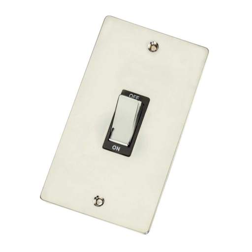 Scolmore Click Define 45A DP 2 Gang Vertical Switch Black Insert Polished Chrome