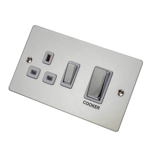Scolmore Click Define 45A Cooker Control Unit White Insert Polished Chrome