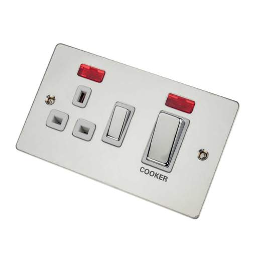 Scolmore Click Define 45A Cooker Control Unit with Neon White Insert Polished Chrome