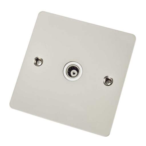 Scolmore Click Define 1 Gang Isolated Coaxial Socket White Insert Pearl Nickel
