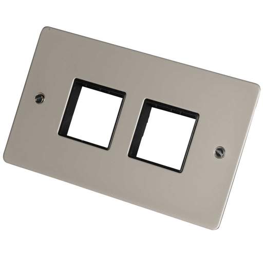 Scolmore Click Define 2 Gang 2 + 2 Minigrid Module Front Plate Black Insert Pearl Nickel
