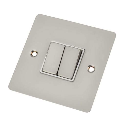 Scolmore Click Define 10A 2 Gang 2 Way Light Switch White Insert Pearl Nickel