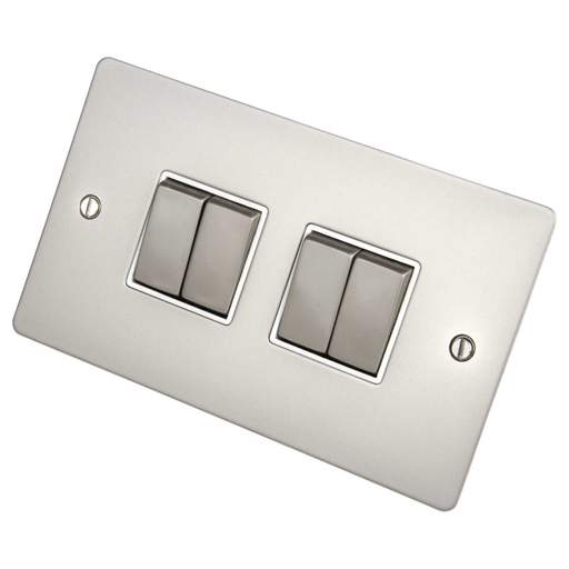 Scolmore Click Define 10A 4 Gang 2 Way Light Switch White Insert Pearl Nickel