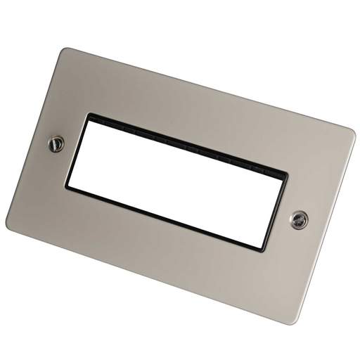 Scolmore Click Define 2 Gang 6 Minigrid Module Front Plate Black Insert Pearl Nickel