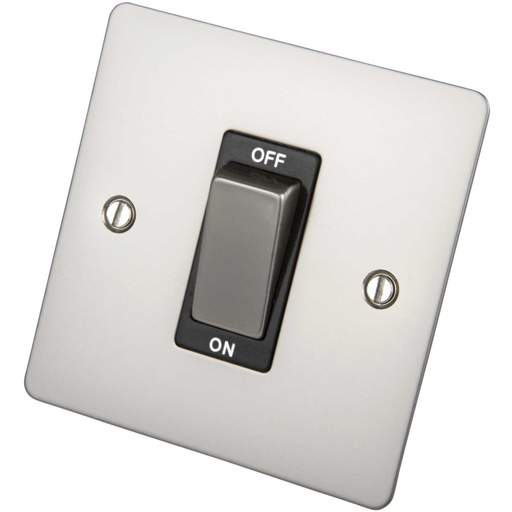 Scolmore Click Define 45A DP 1 Gang Switch Black Insert Pearl Nickel