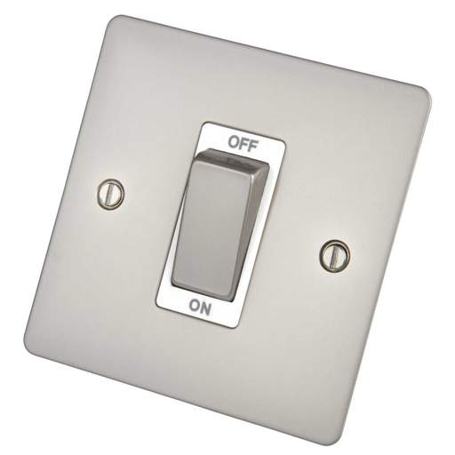 Scolmore Click Define 45A DP 1 Gang Switch White Insert Pearl Nickel